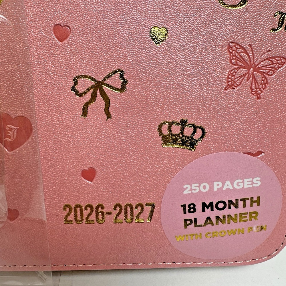 Juicy Couture 2026-2027 Zip Planner Journal Gold Crown Pen 18 Month New - Picture 5 of 8